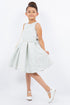 Girls Rhinestone Waist Shoulder Bag Foil Print Jacquard Dress 2-12